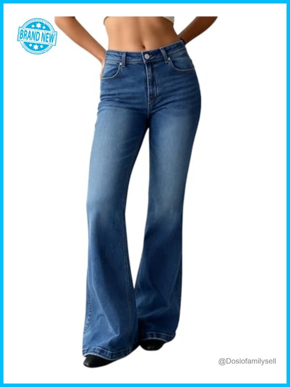 High Waisted Flare Jeans Stretchy Bootcut Denim Tummy Control Casual Work